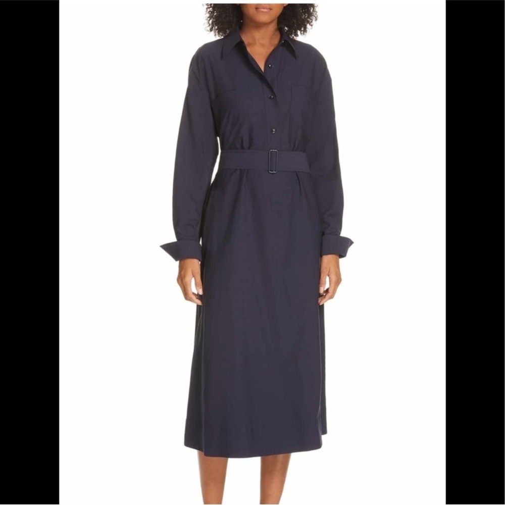 Vince Navy Blue Utility Shirt Dress Button up Collar‎ Size Large